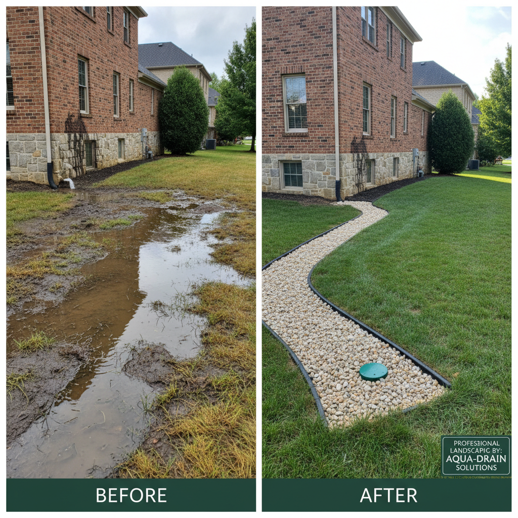 French Drain Installation — Before & After