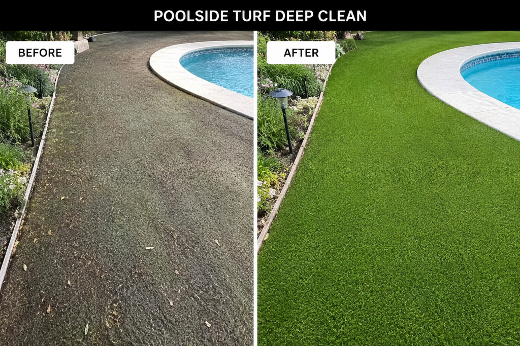 Before and after: Poolside Turf Deep Clean