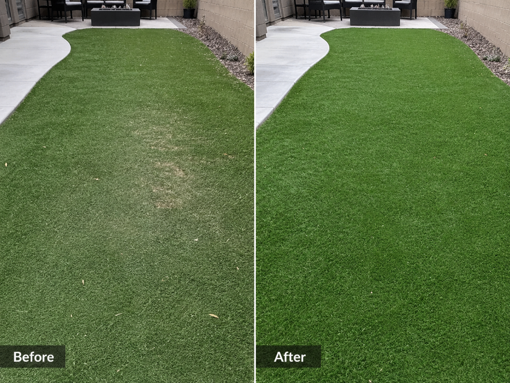 Before and after: Worn Patch Repair & Fiber Renewal
