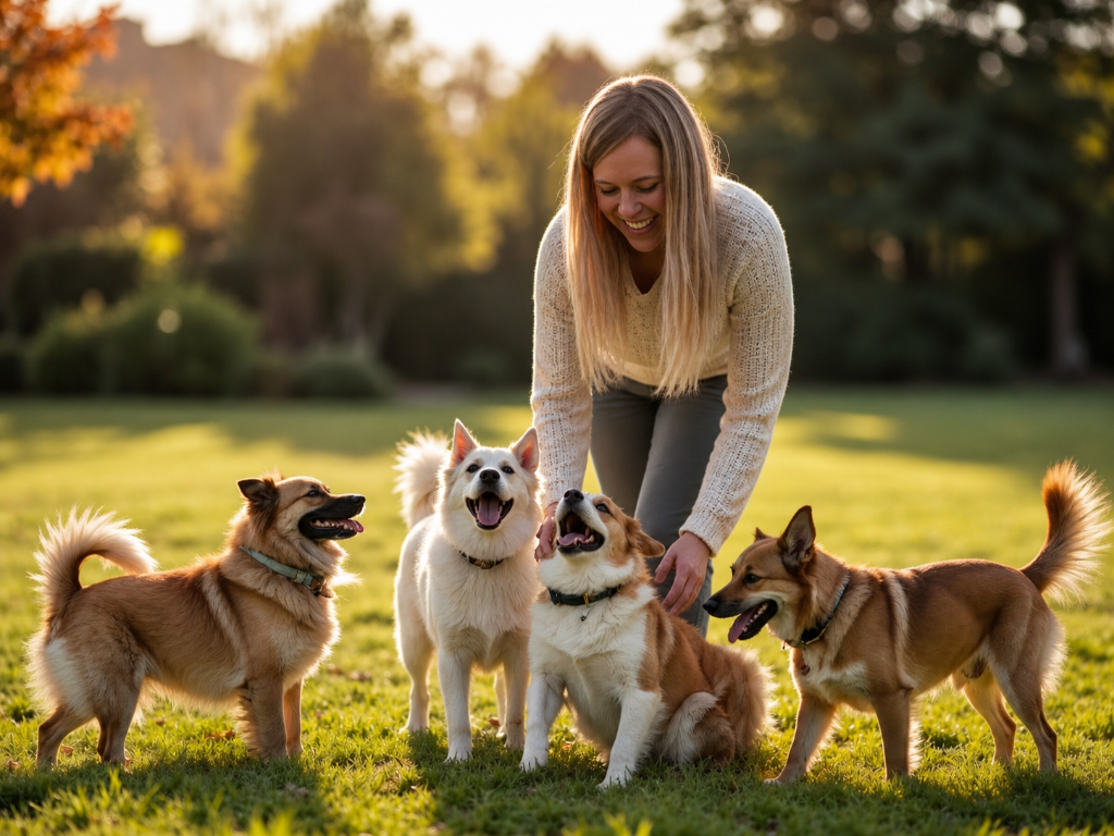 Amber with dogs at The Barker House