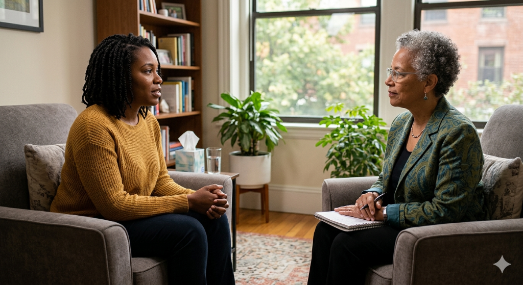 Two African women having a heartfelt supportive conversation