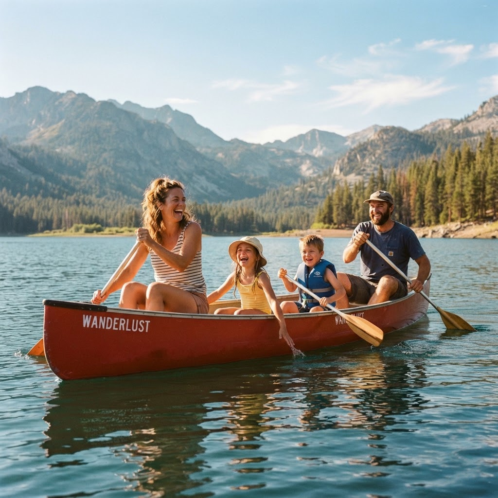 Happy guests paddling on Bearspaw Reservoir