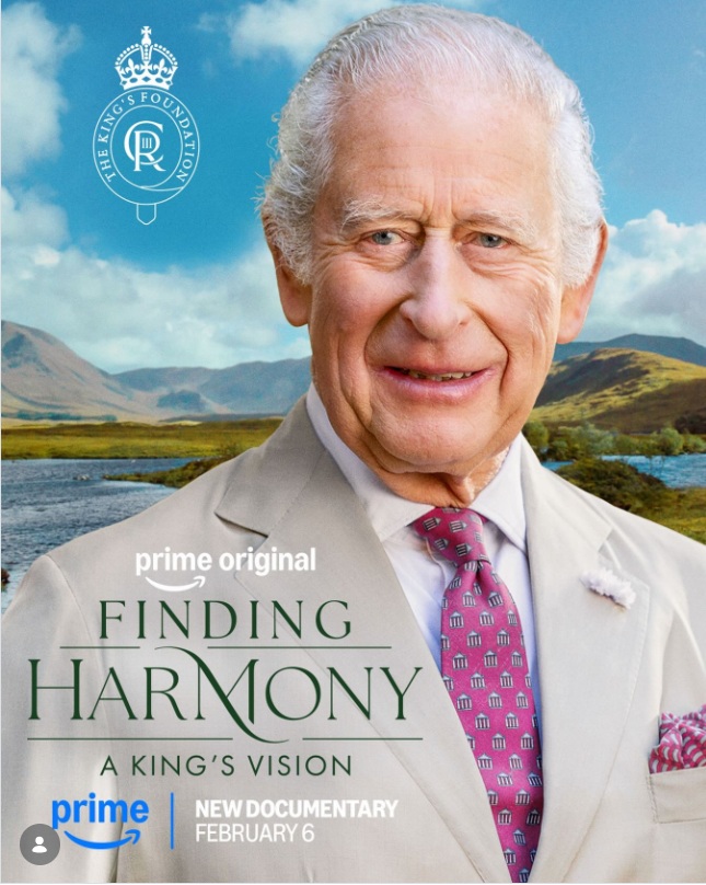 Promotional key art for Finding Harmony: A King’s Vision, featuring King Charles III.