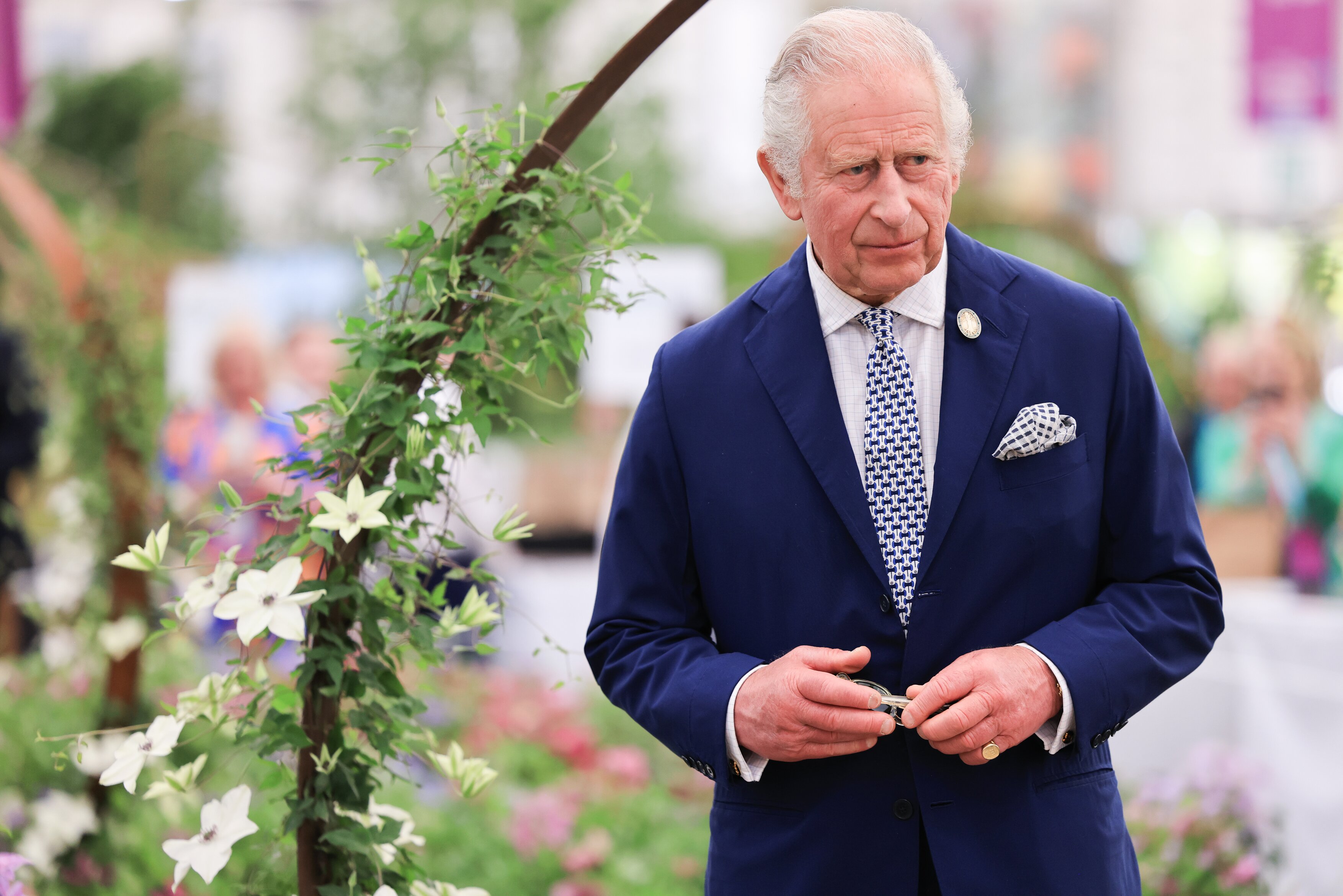 King Charles III, Patron of the RHS, at the RHS Chelsea Flower Show.