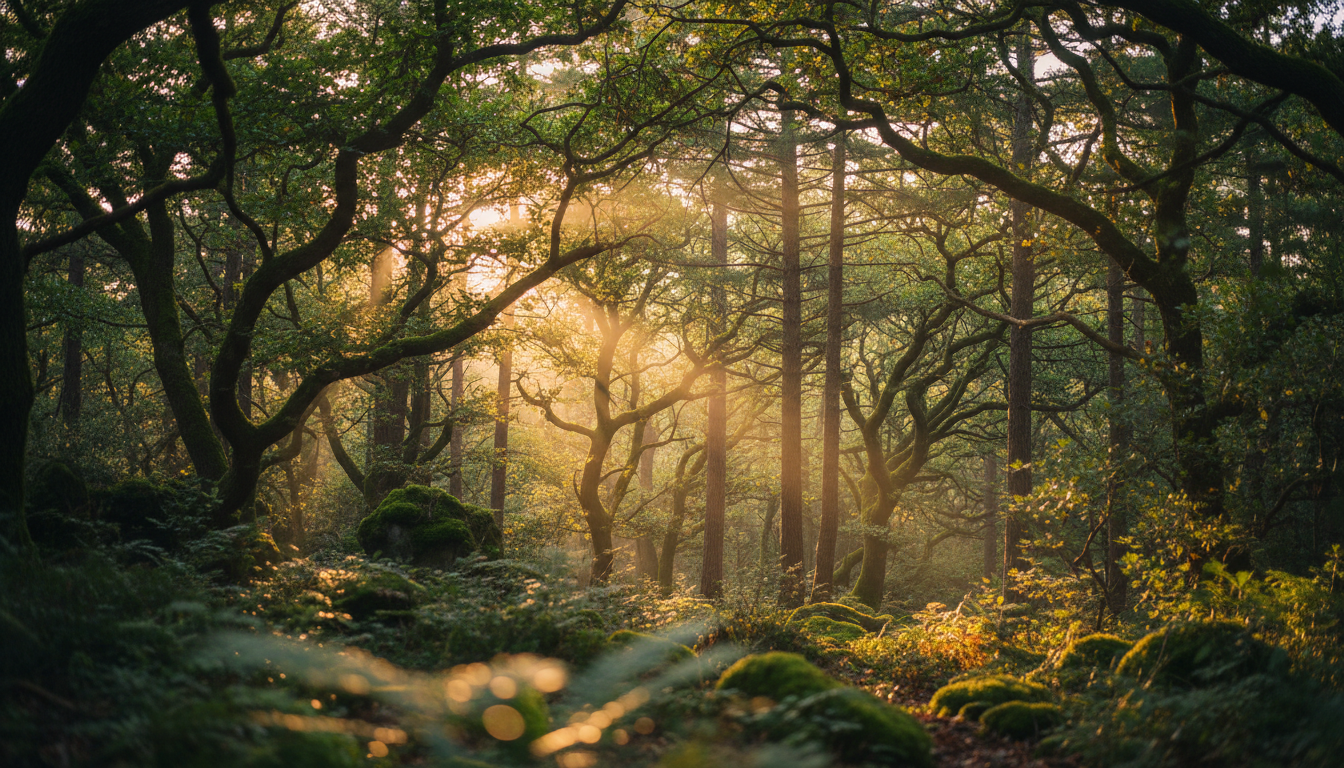 Sunlit forest canopy