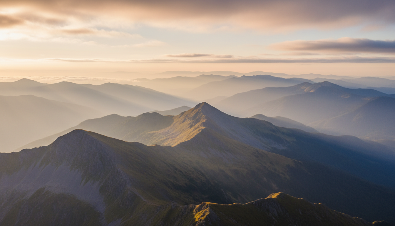 Misty mountain peaks