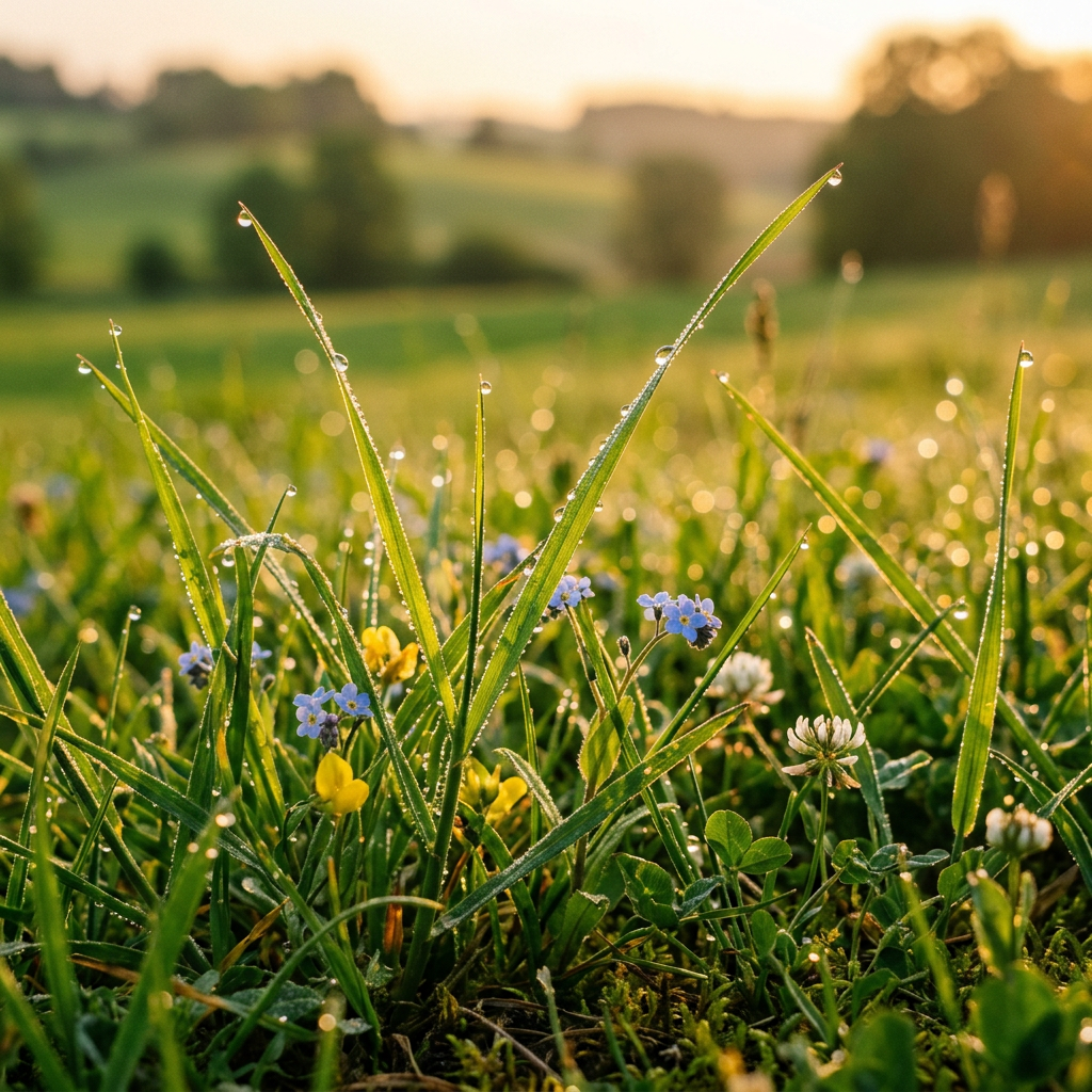 Dewy grass close-up