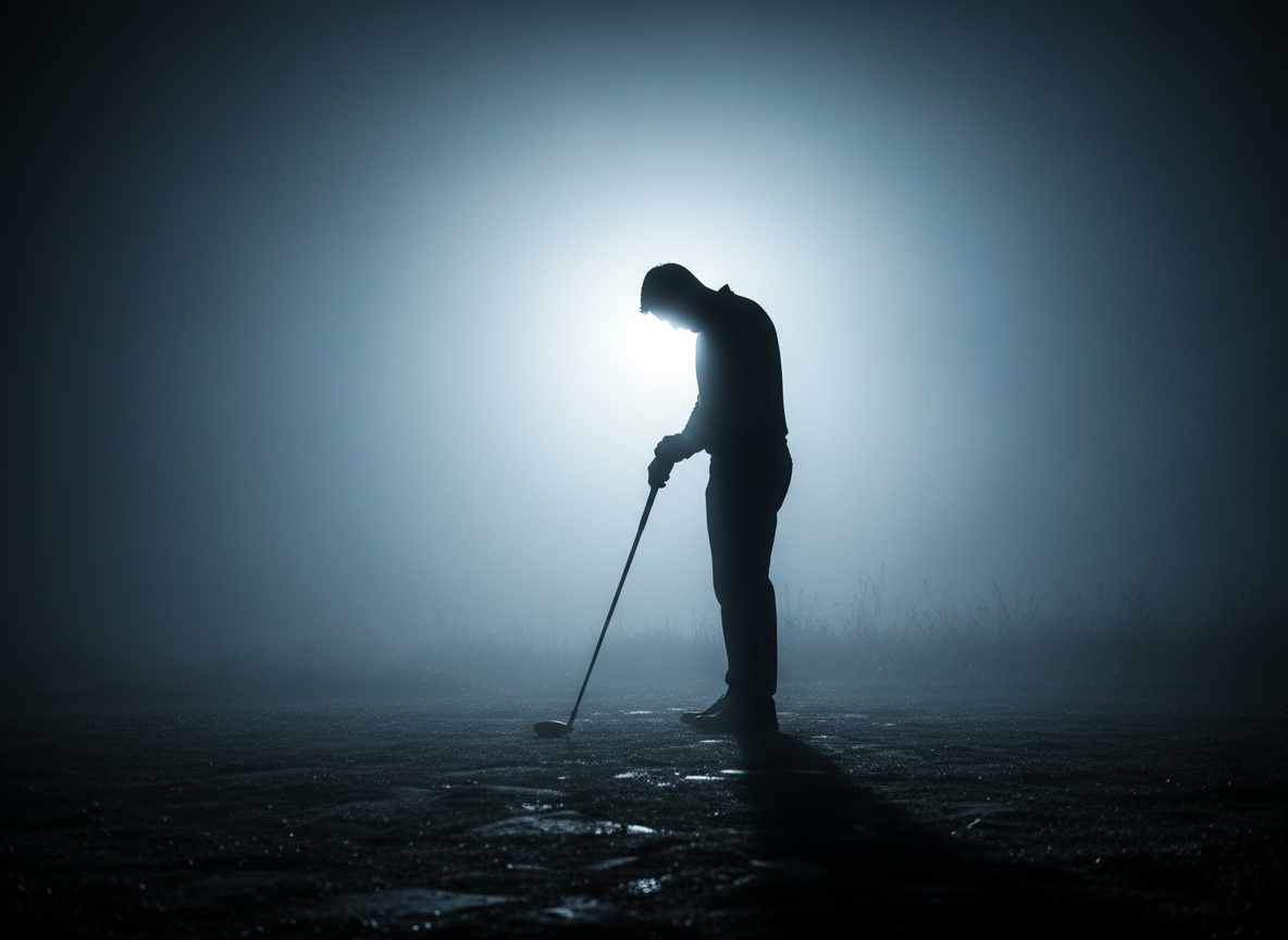Golfer silhouette conveying frustration