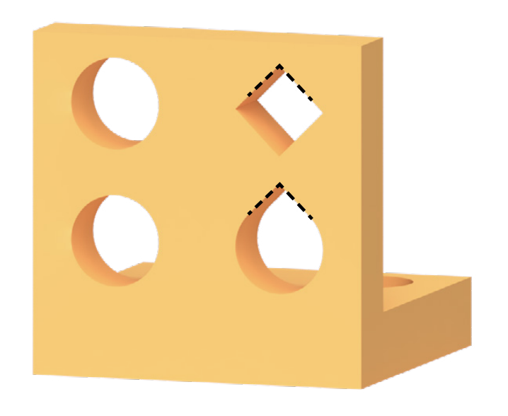 Horizontal holes can be improved by changing shape
