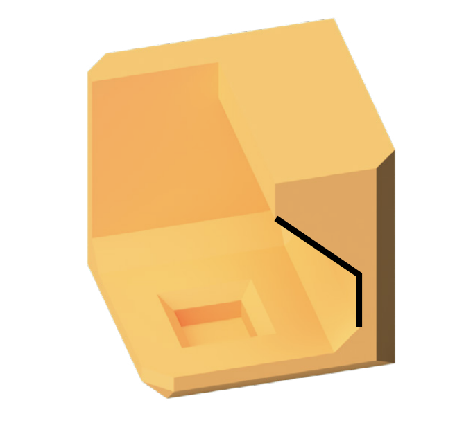 Chamfers can replace unsupported horizontal surfaces