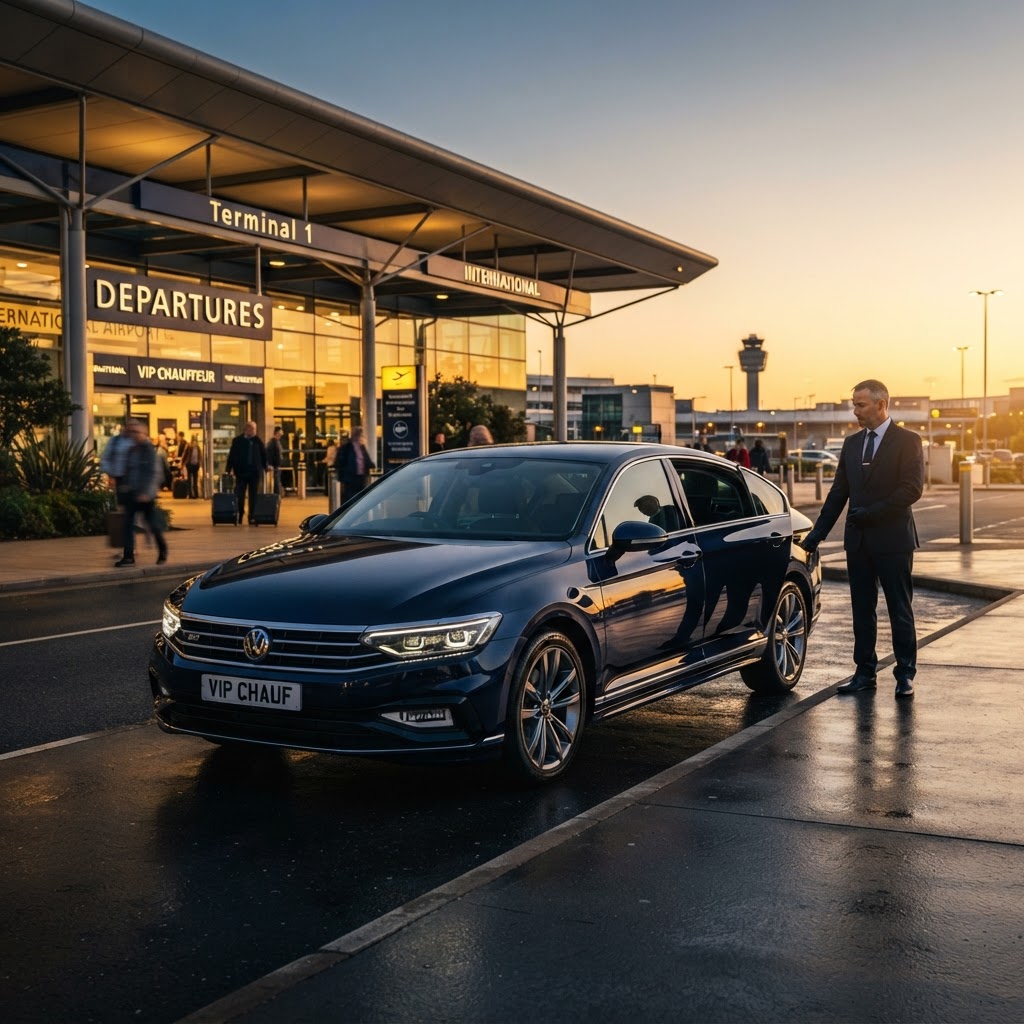 Executive Volkswagen Passat saloon used for Manchester Airport transfers and private hire airport transfers from Accrington, Blackburn and Burnley across Lancashire