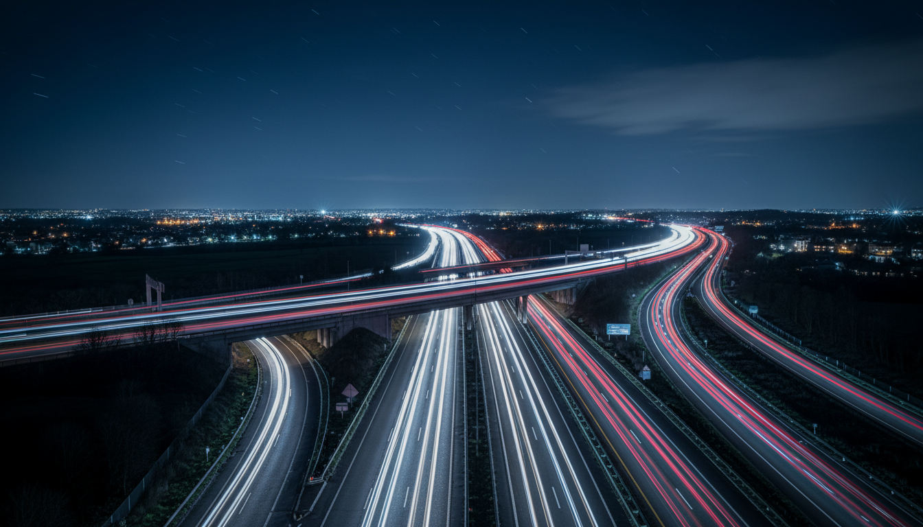 UK motorway at night