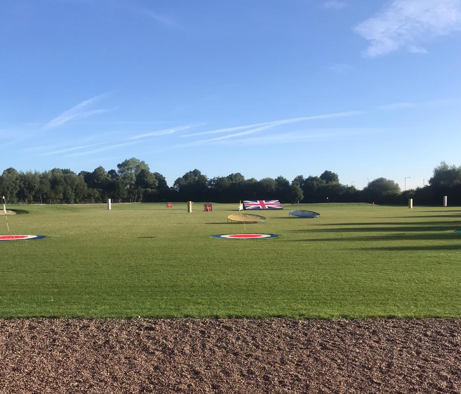Calderfields driving range with targets and tree line