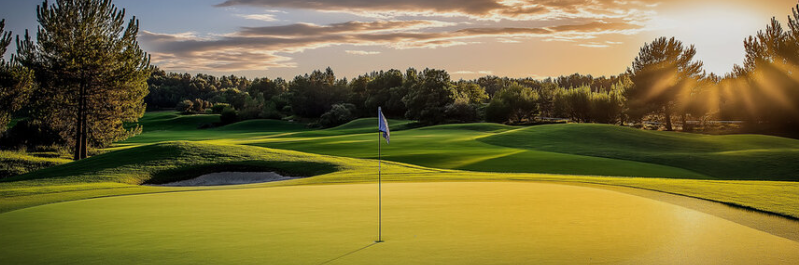Golf course at sunset