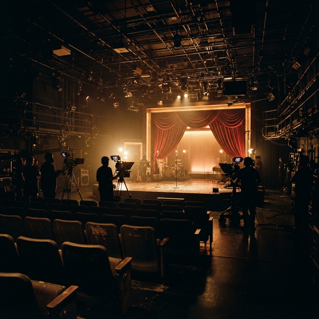A television studio filming a variety entertainment show, as featured in BBC Scotland's Viva Variety
