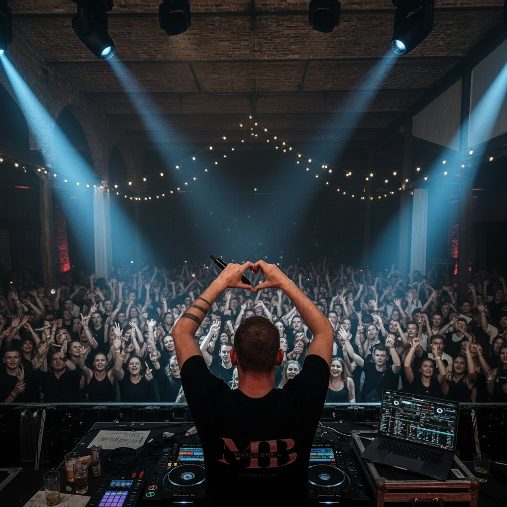 DJ Marco Brell bei einem Live Event mit Tanzfläche und Publikum – professionelle Hochzeits- und Event DJ Dienstleistungen