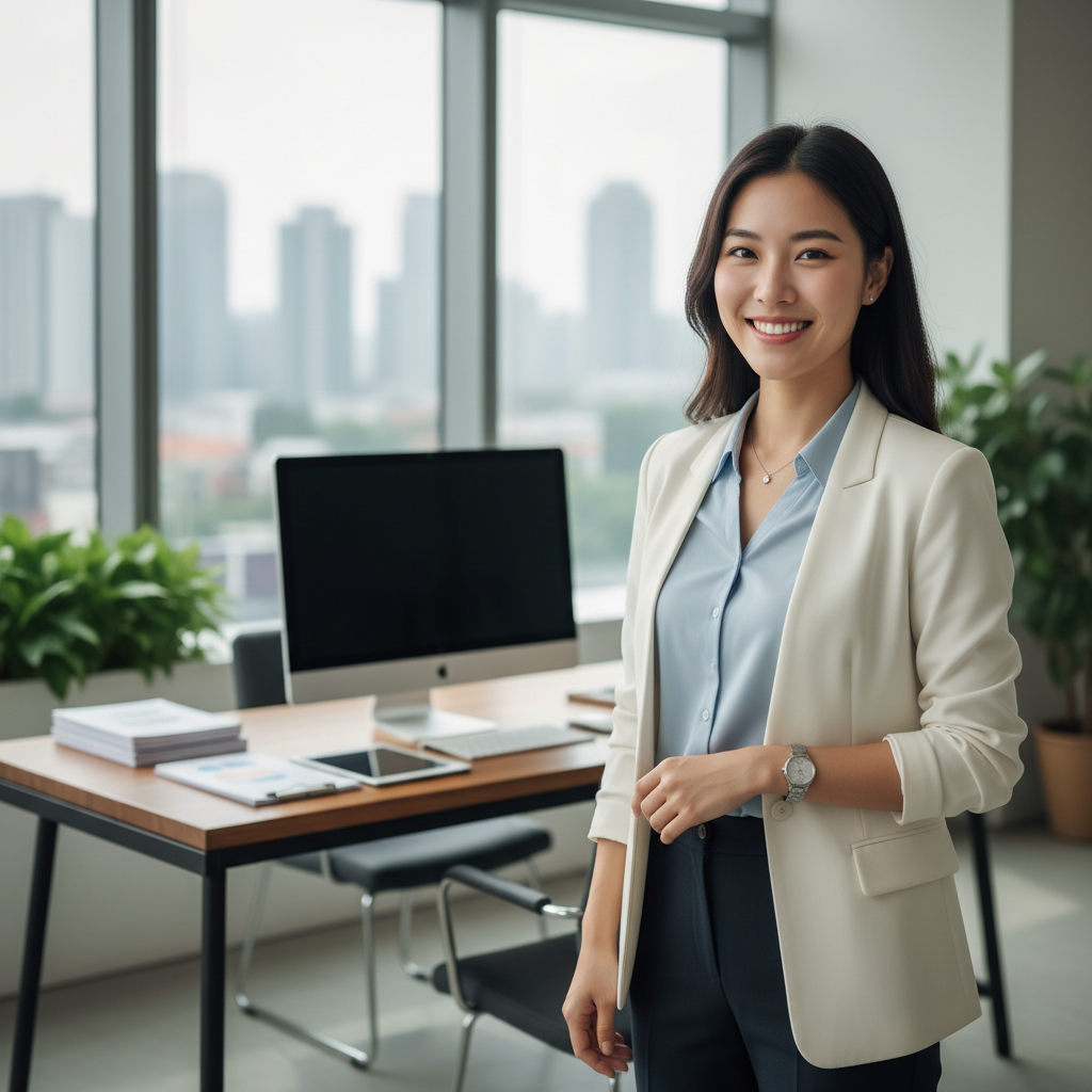 Asian financial advisor ready to help