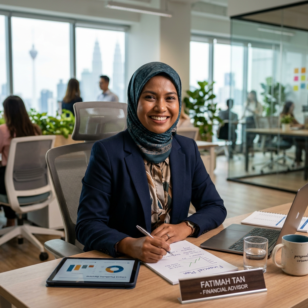 Muslim Malaysian female financial advisor