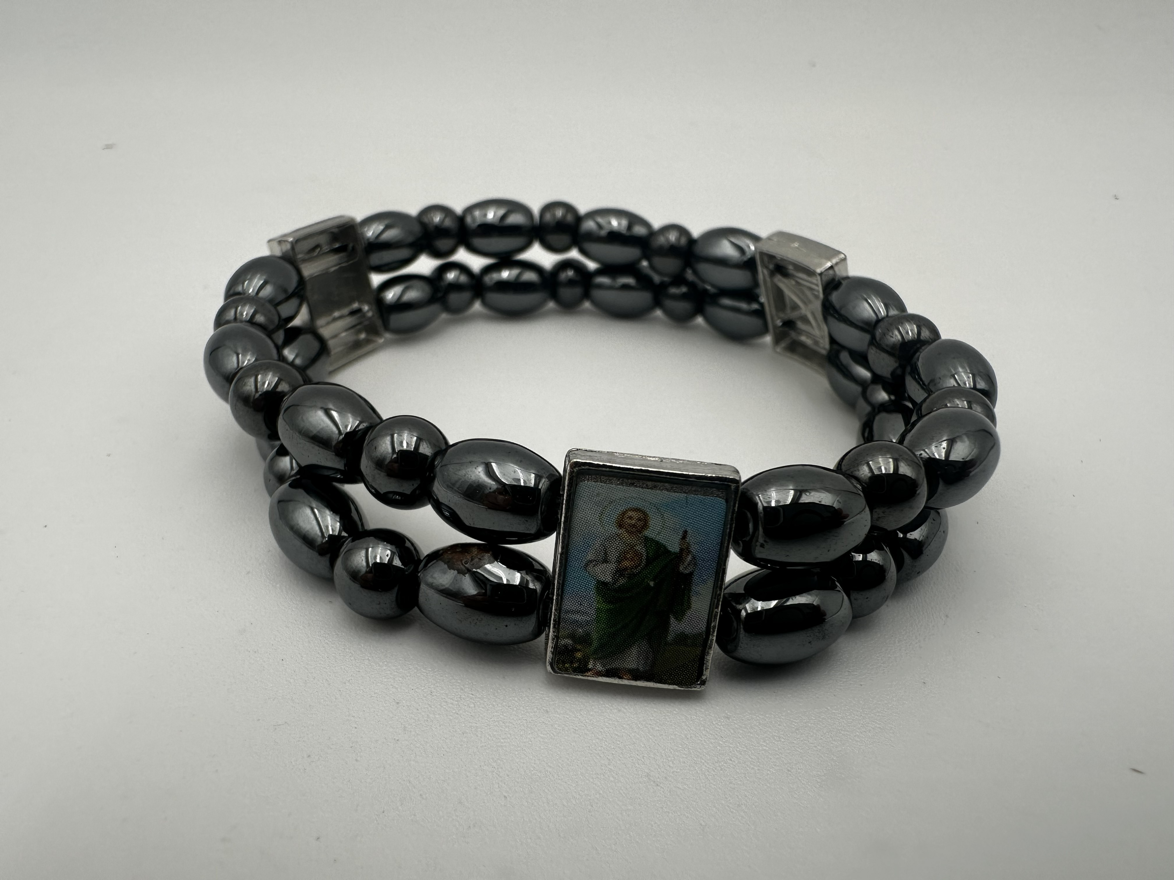 Hematite Bracelet with Interchangeable Religious Icons 2