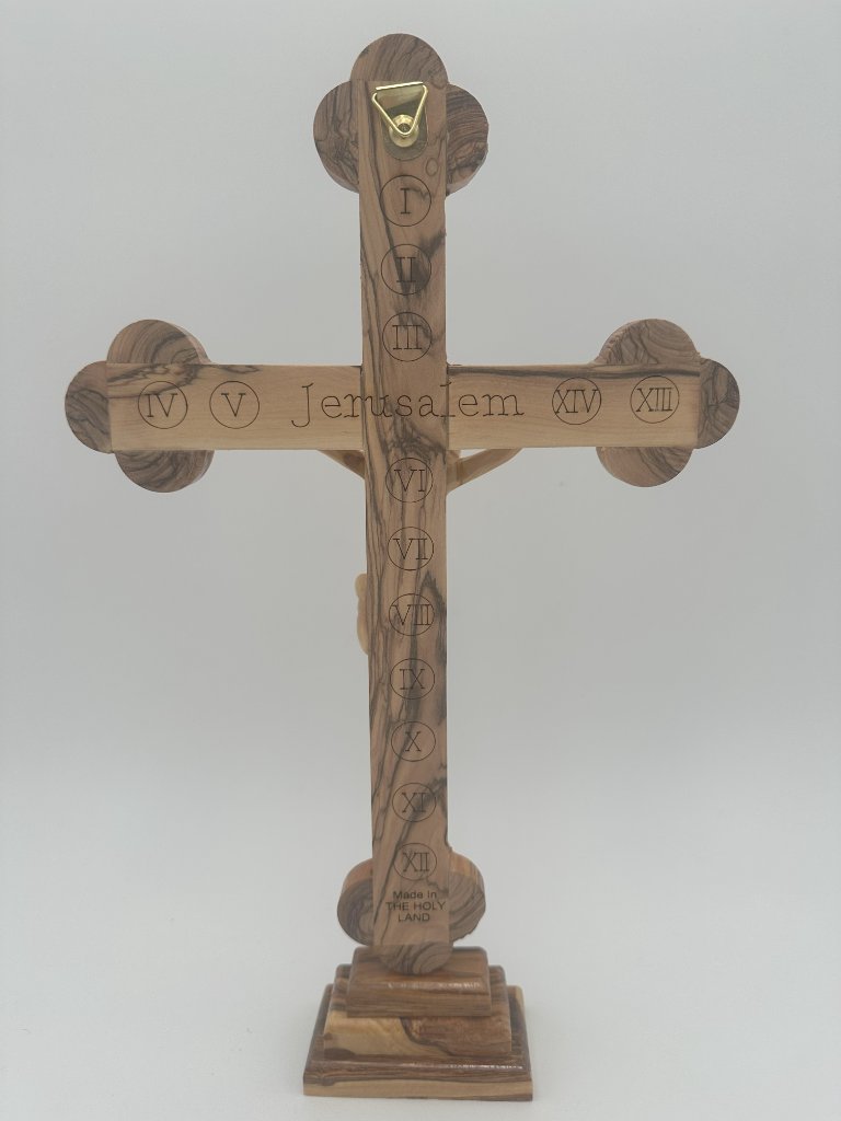 Olive wood Crucifix with stand 3