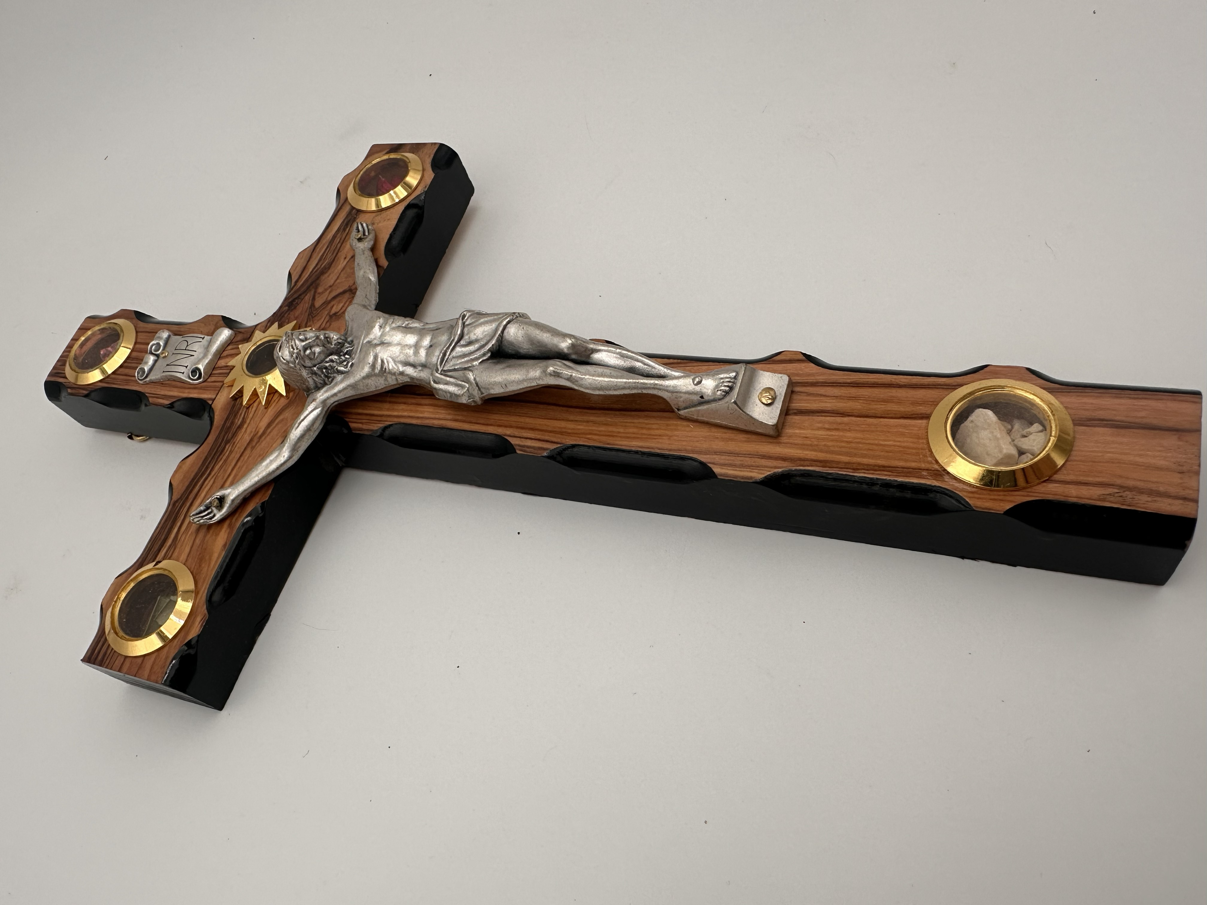 Olive Wood Crucifix with Black Edges, Holy Land Reliquaries & Stations of the Cross 2