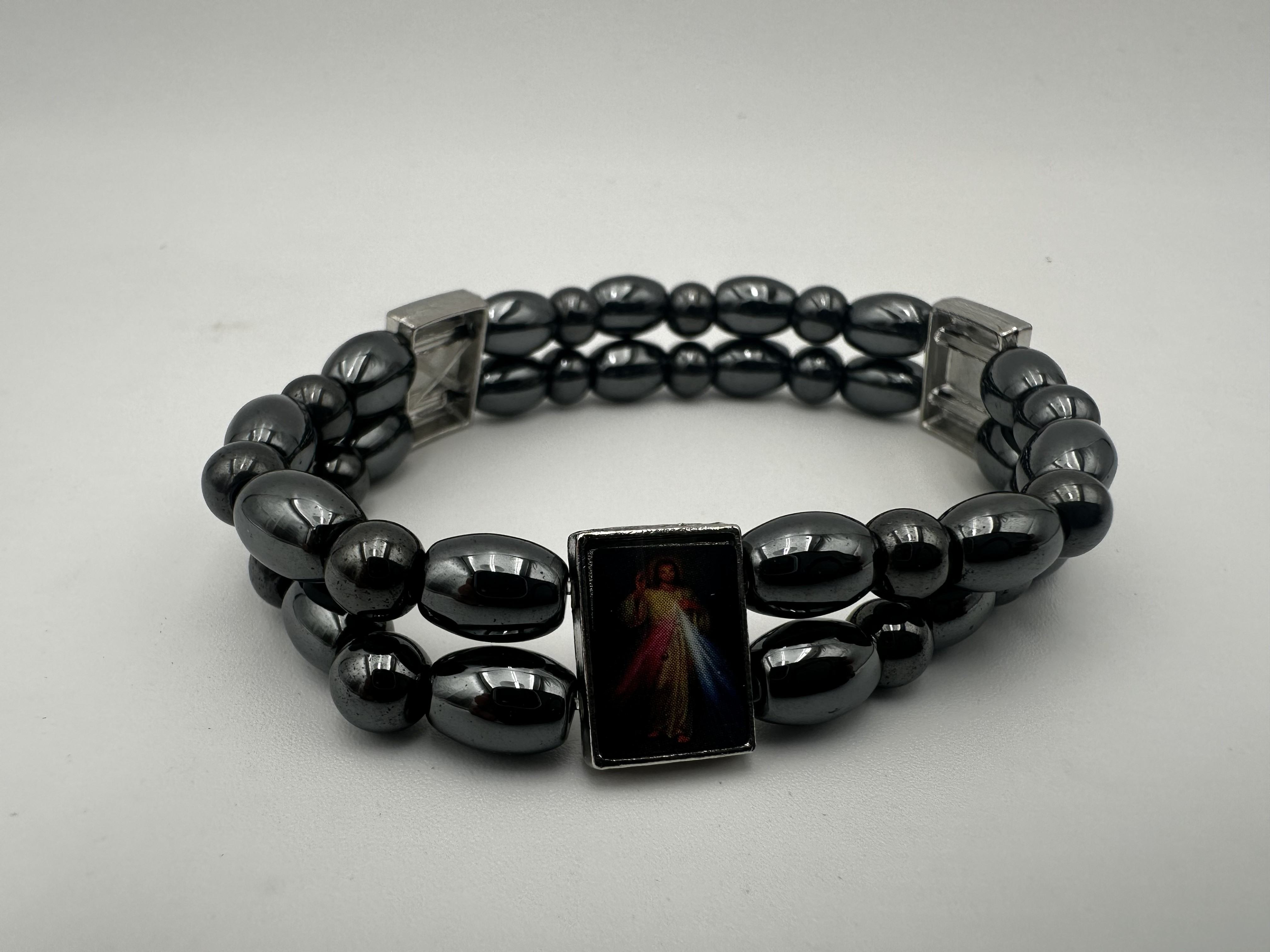 Hematite Bracelet with Interchangeable Religious Icons 3