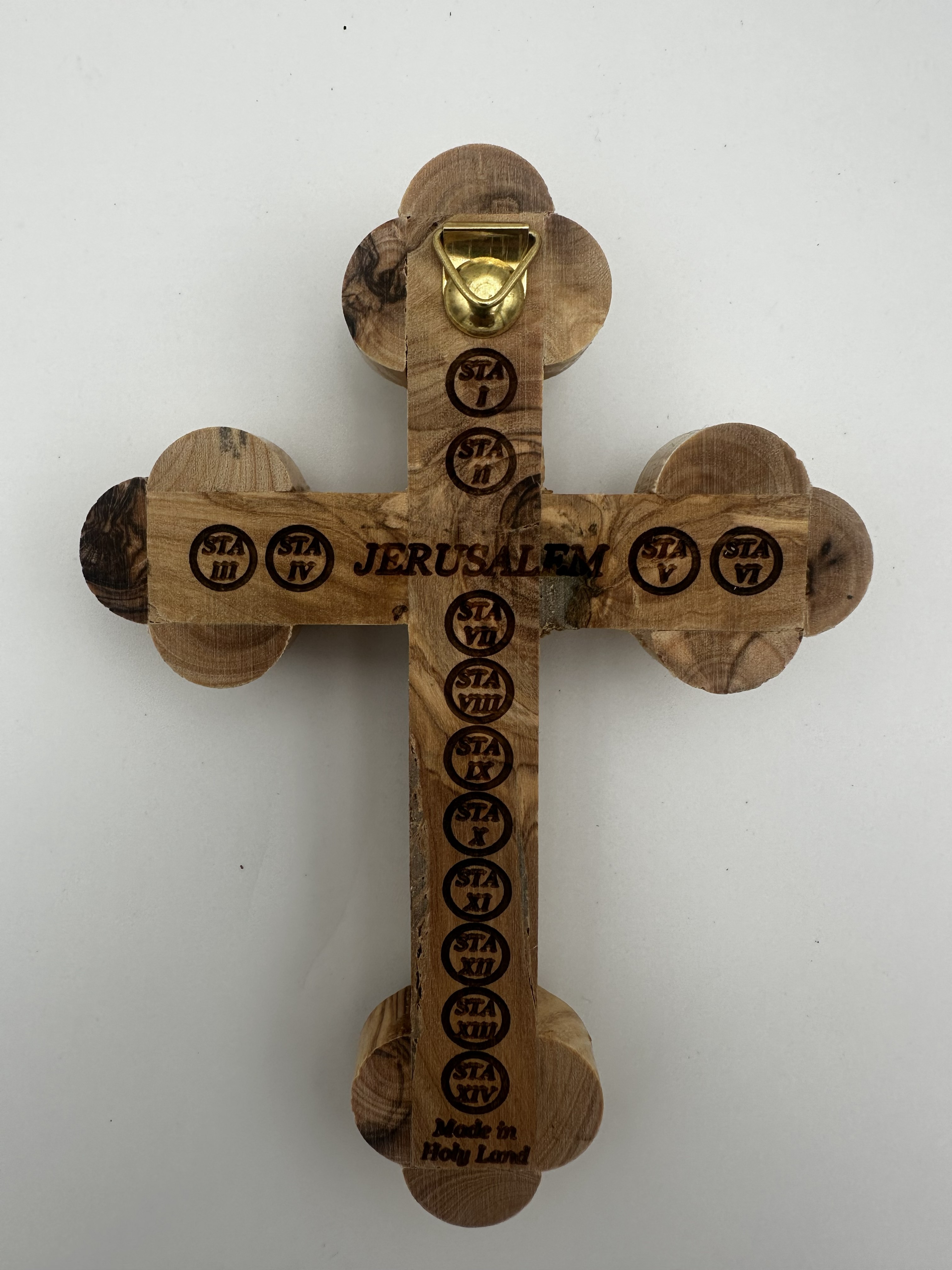 Olive Wood Crucifix with Holy Land Reliquaries 2