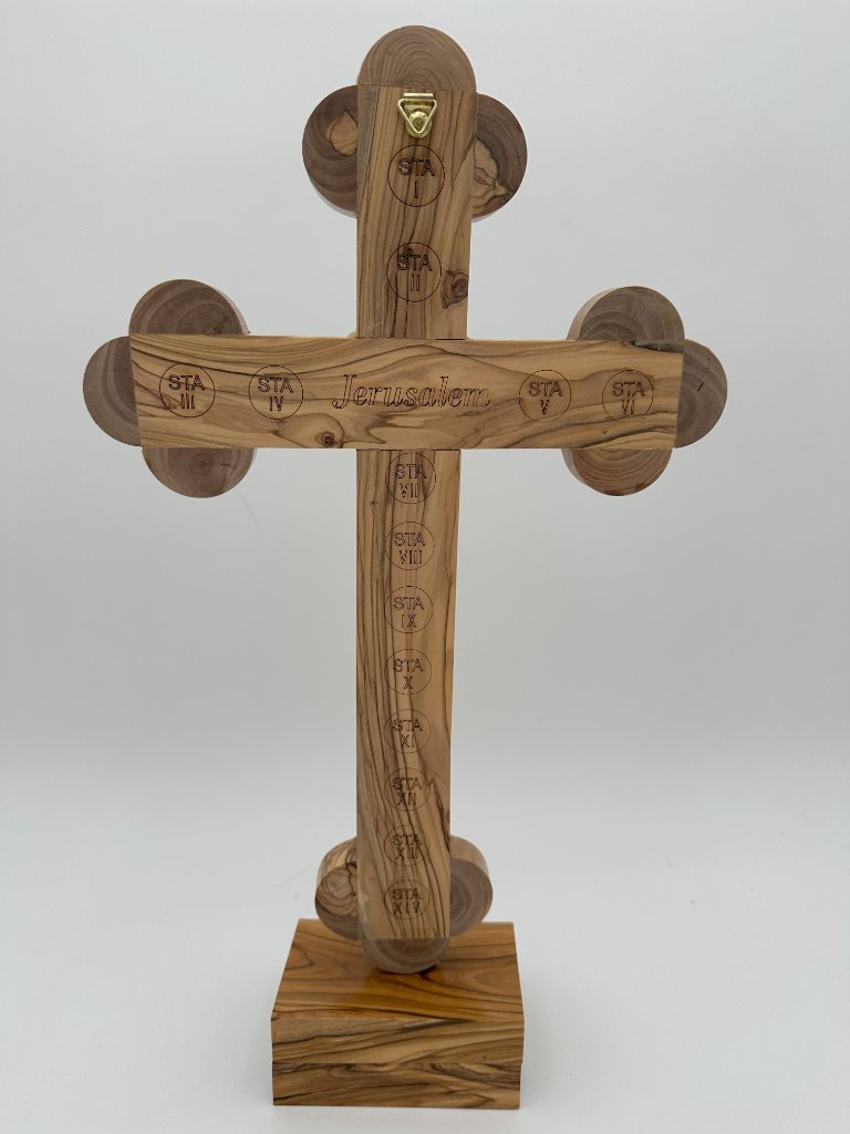 Olive Wood with Mother of Pearl Crucifix with a stand 2