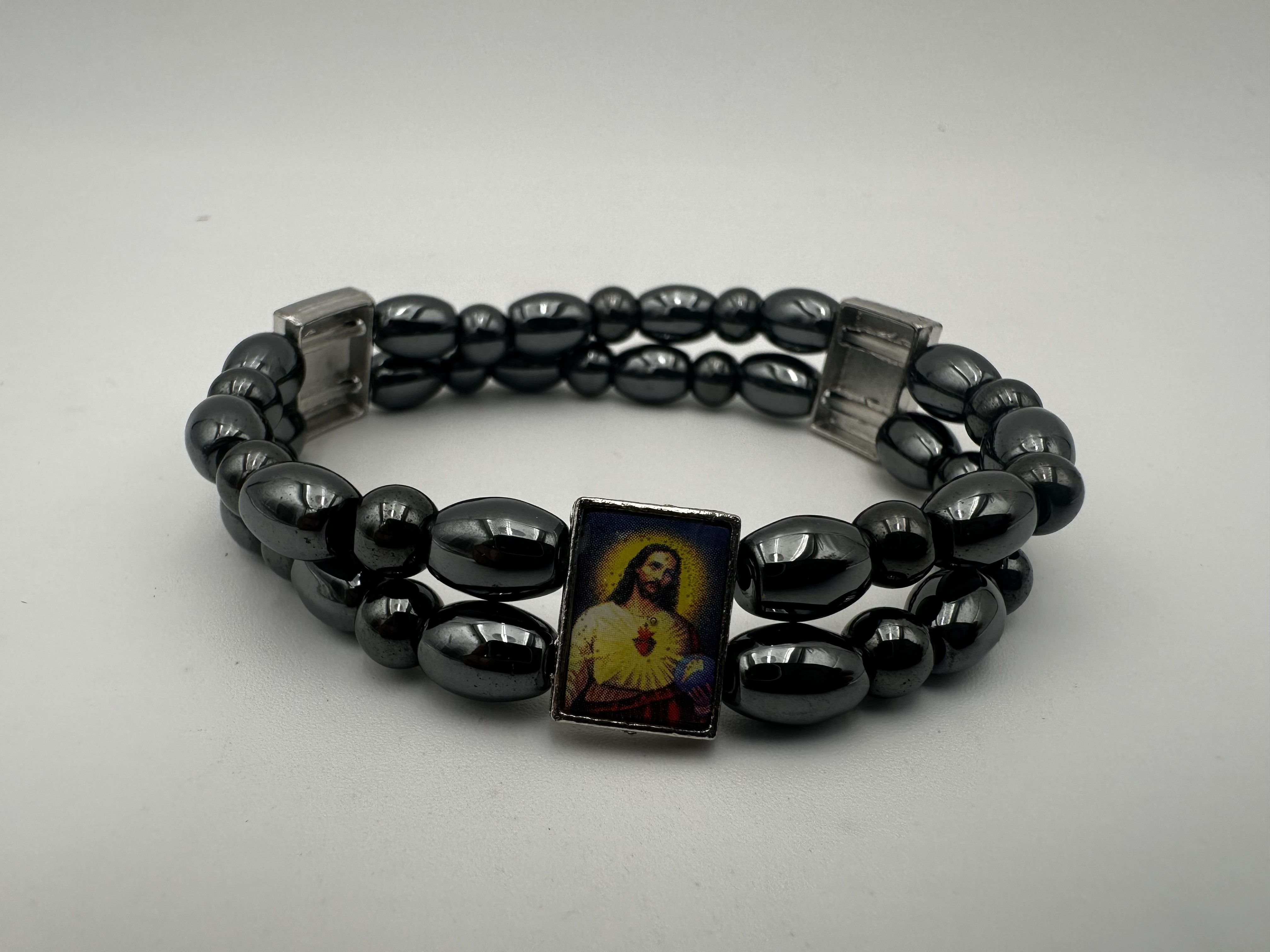 Hematite Bracelet with Interchangeable Religious Icons