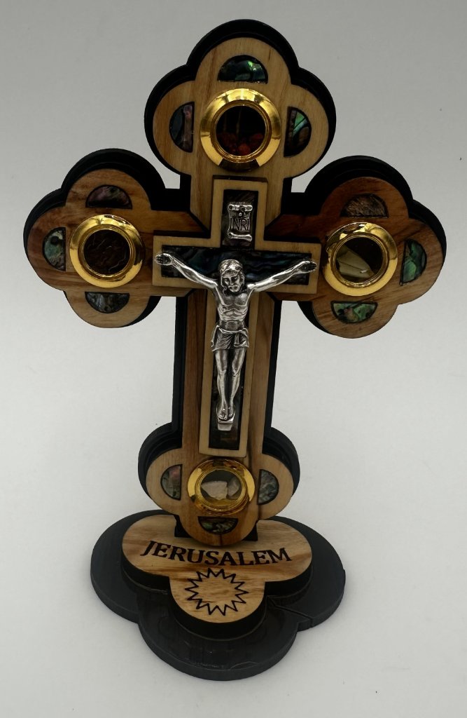 Standing Crucifix with Holy Land Elements