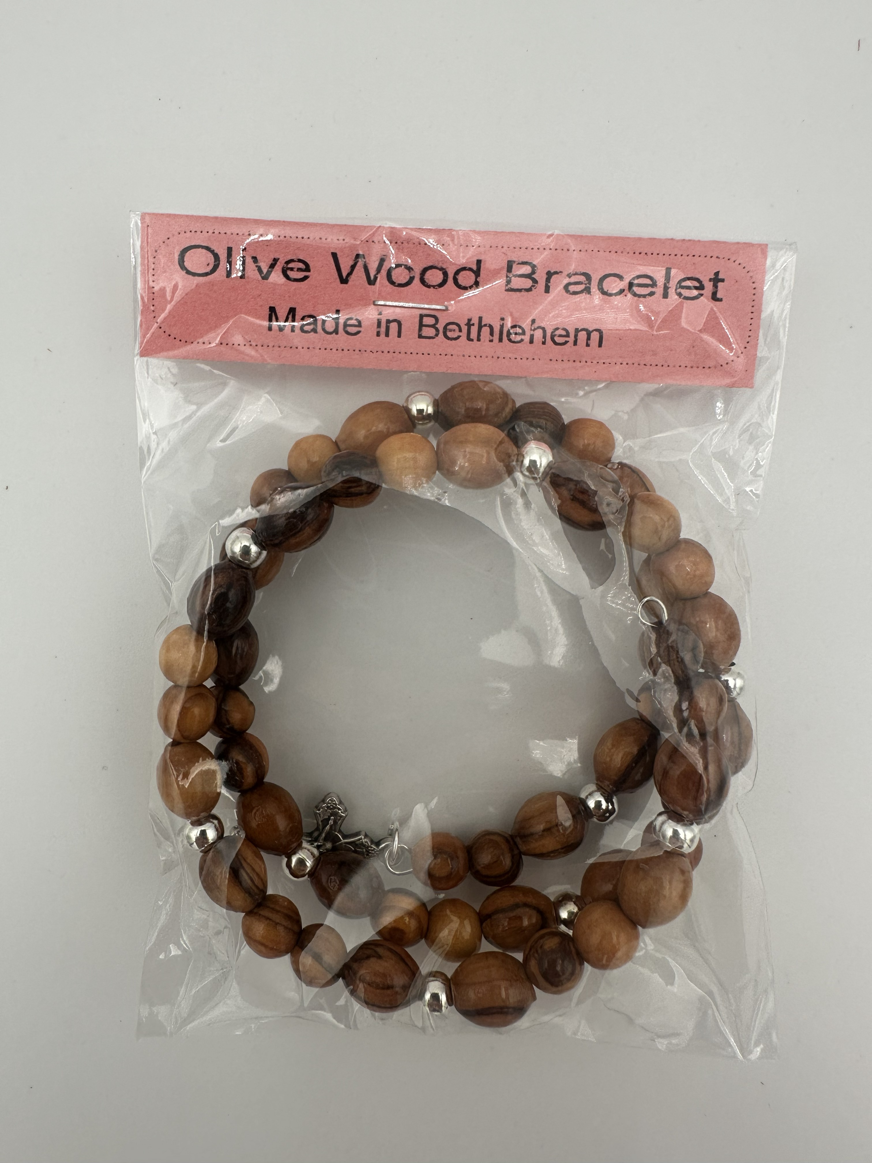 Olive Wood Bracelet with Crucifix