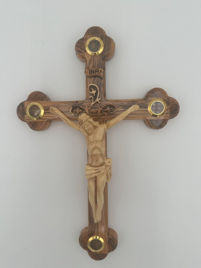 Olive wood Crucifix with stand 4