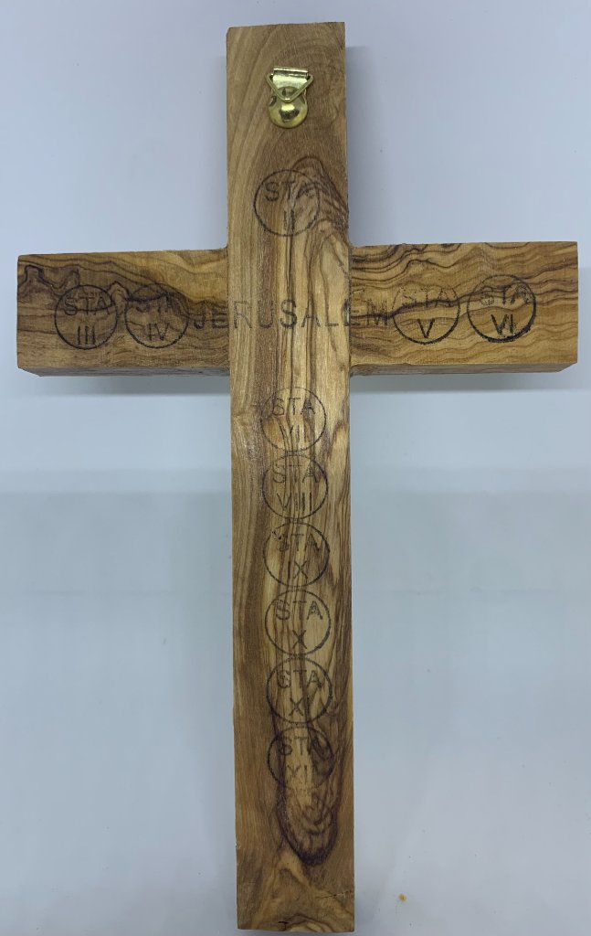 Olive Wood Crucifix with Holy Land Elements 2