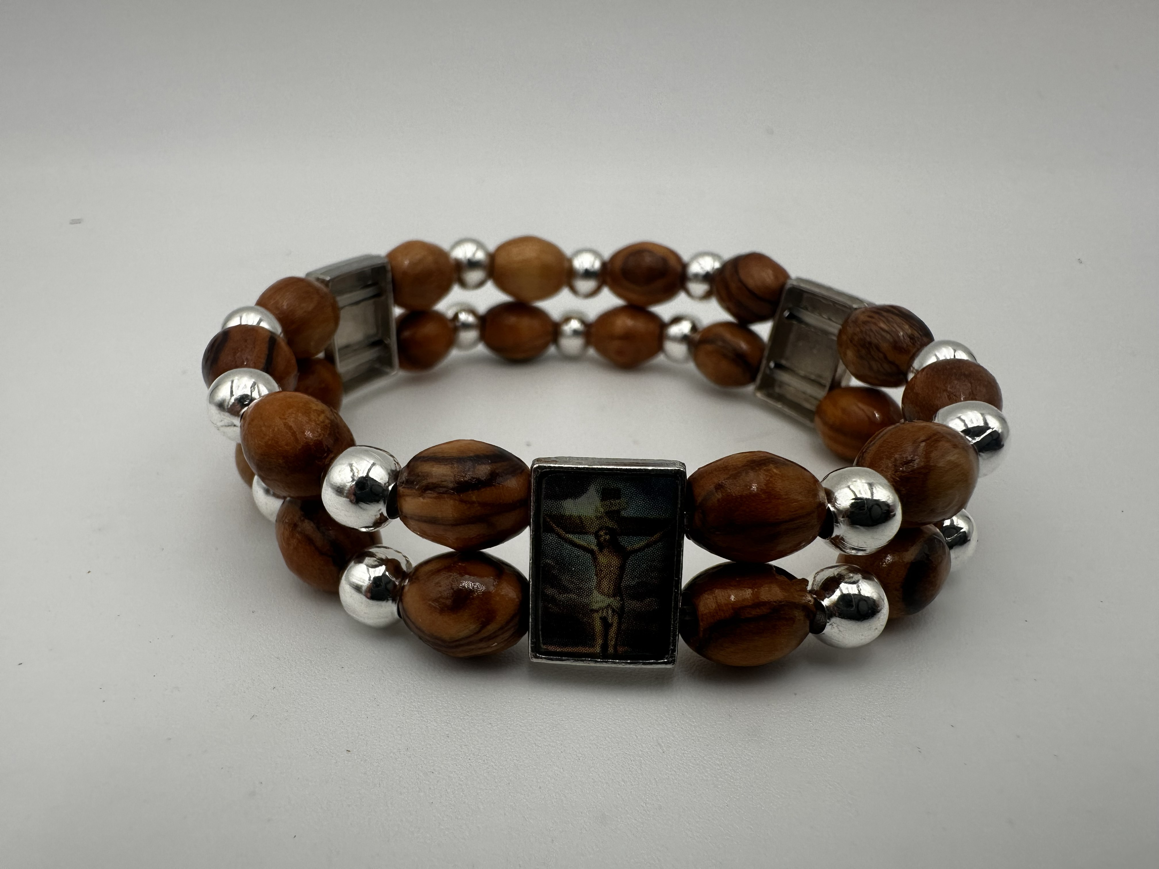 Olive Wood & Interchangeable Icon Bracelet 2