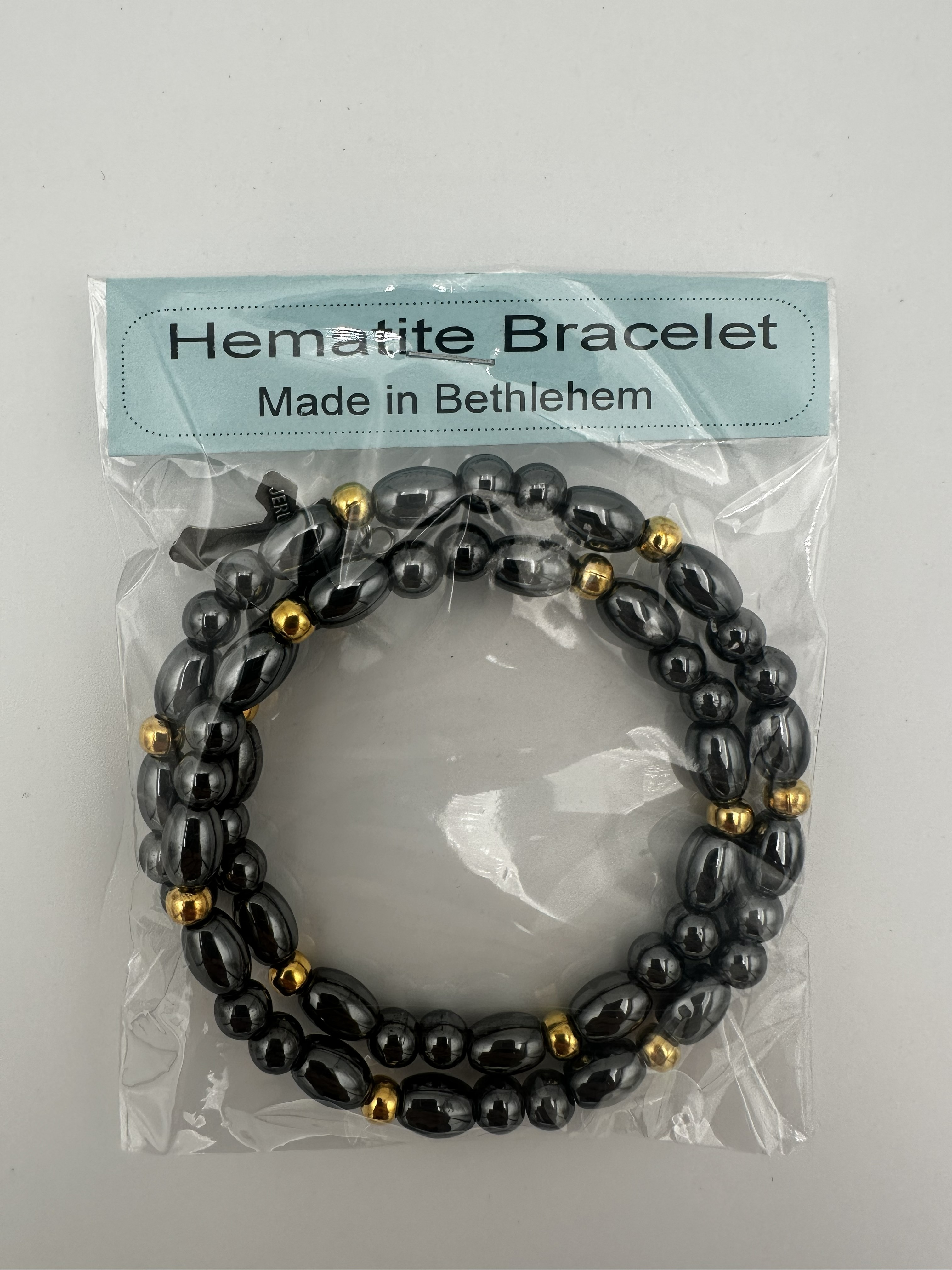 Hematite Bracelet with Jerusalem Cross