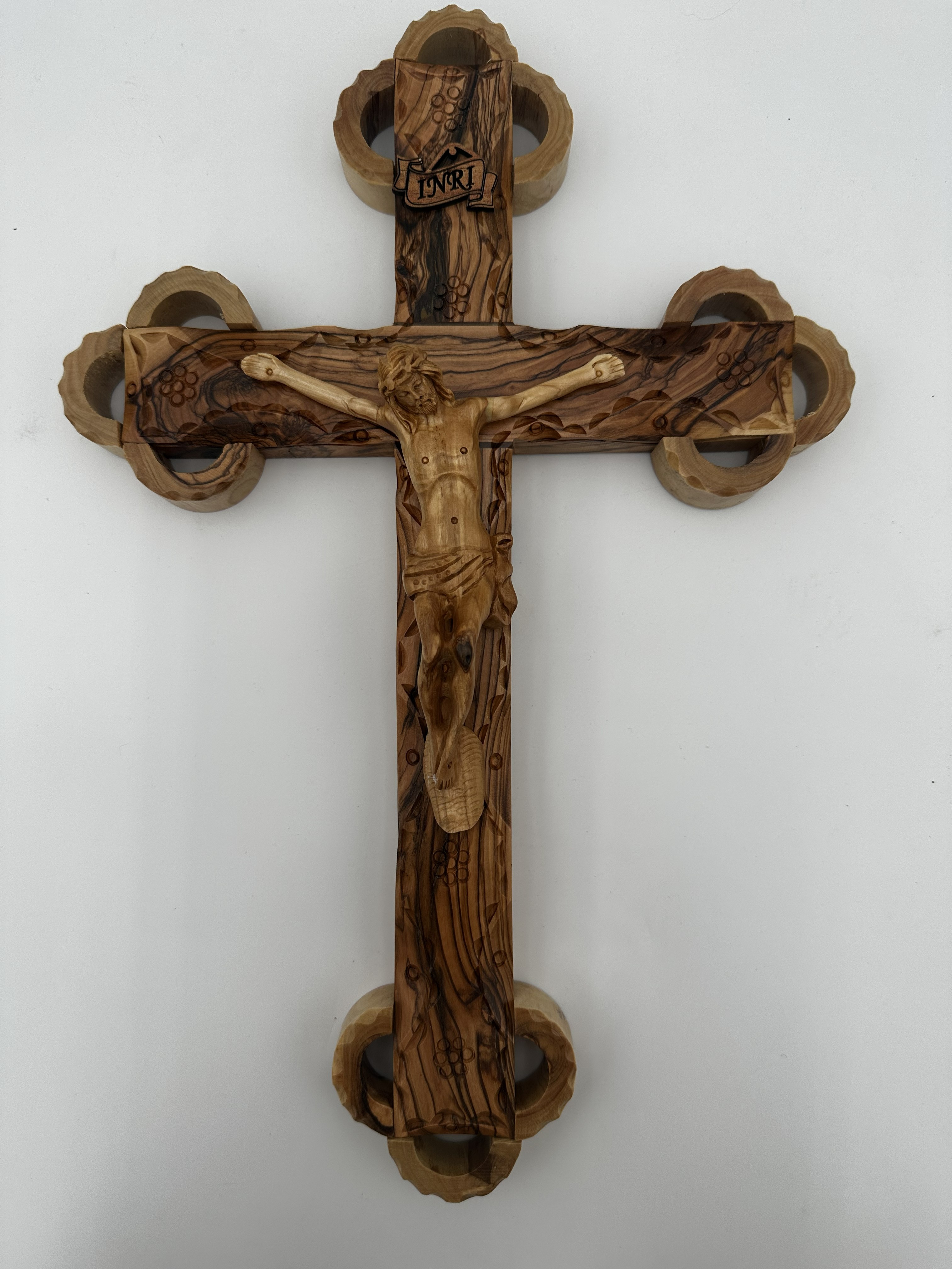 Olive Wood Crucifix with Stations of the Cross (Large)