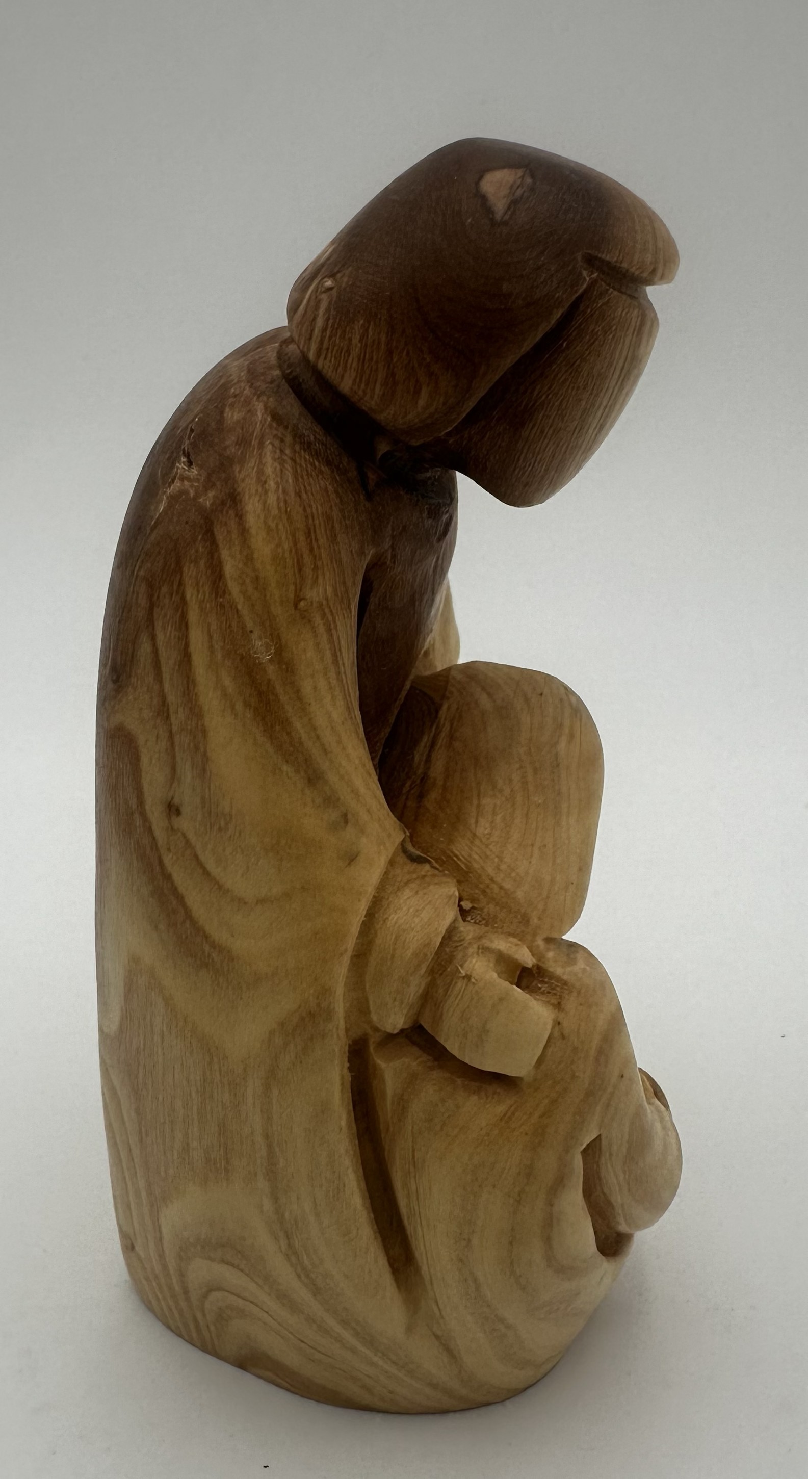 Olive Wood Holy Family Statue — Protective Embrace (5 x 2 in) 2