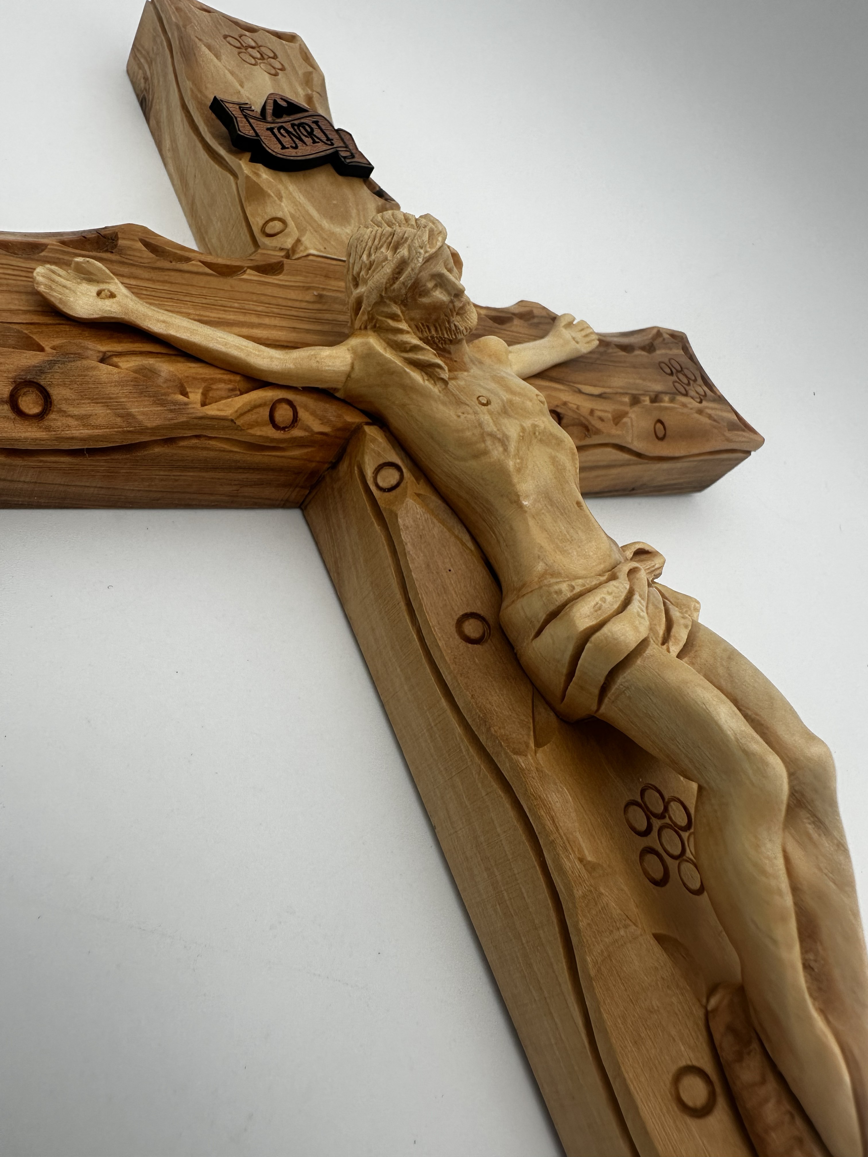Olive Wood Crucifix with Stations of the Cross 3