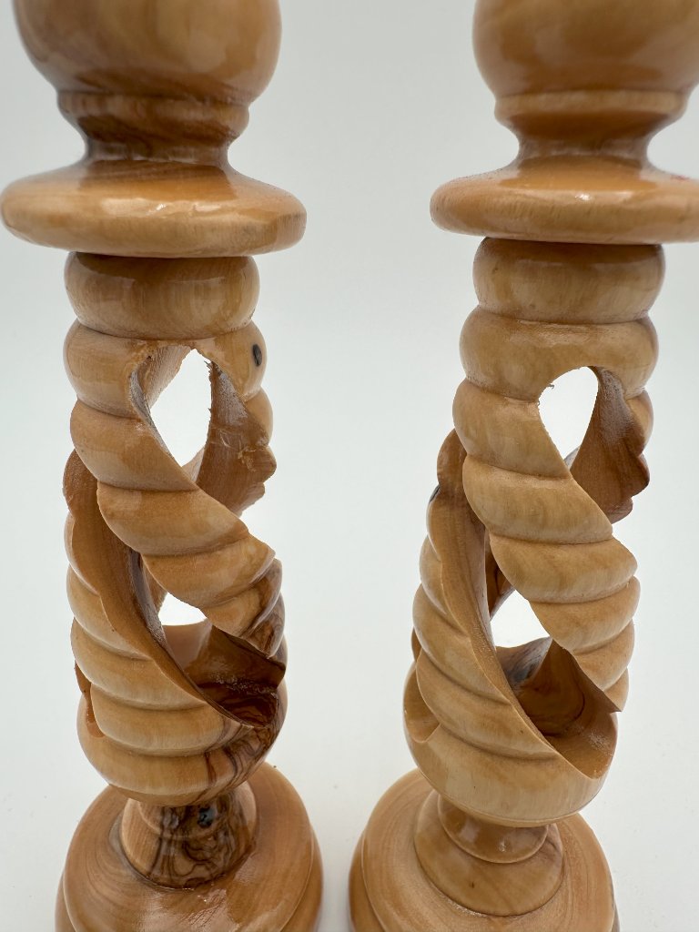Olive Wood Candle Holder 2