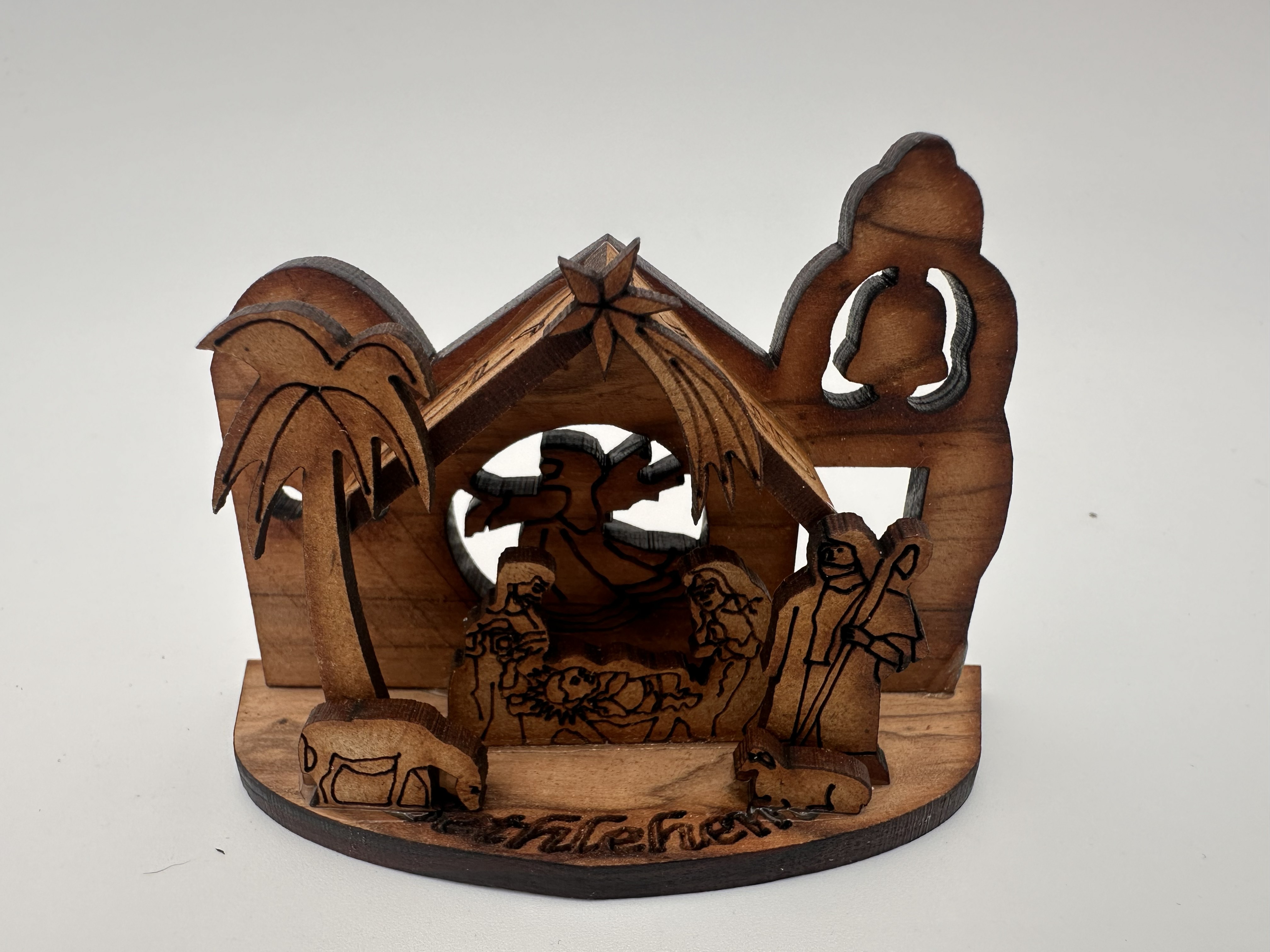 Olive Wood Nativity Set with Gift Box, Holy Land Souvenir (3x2 in)