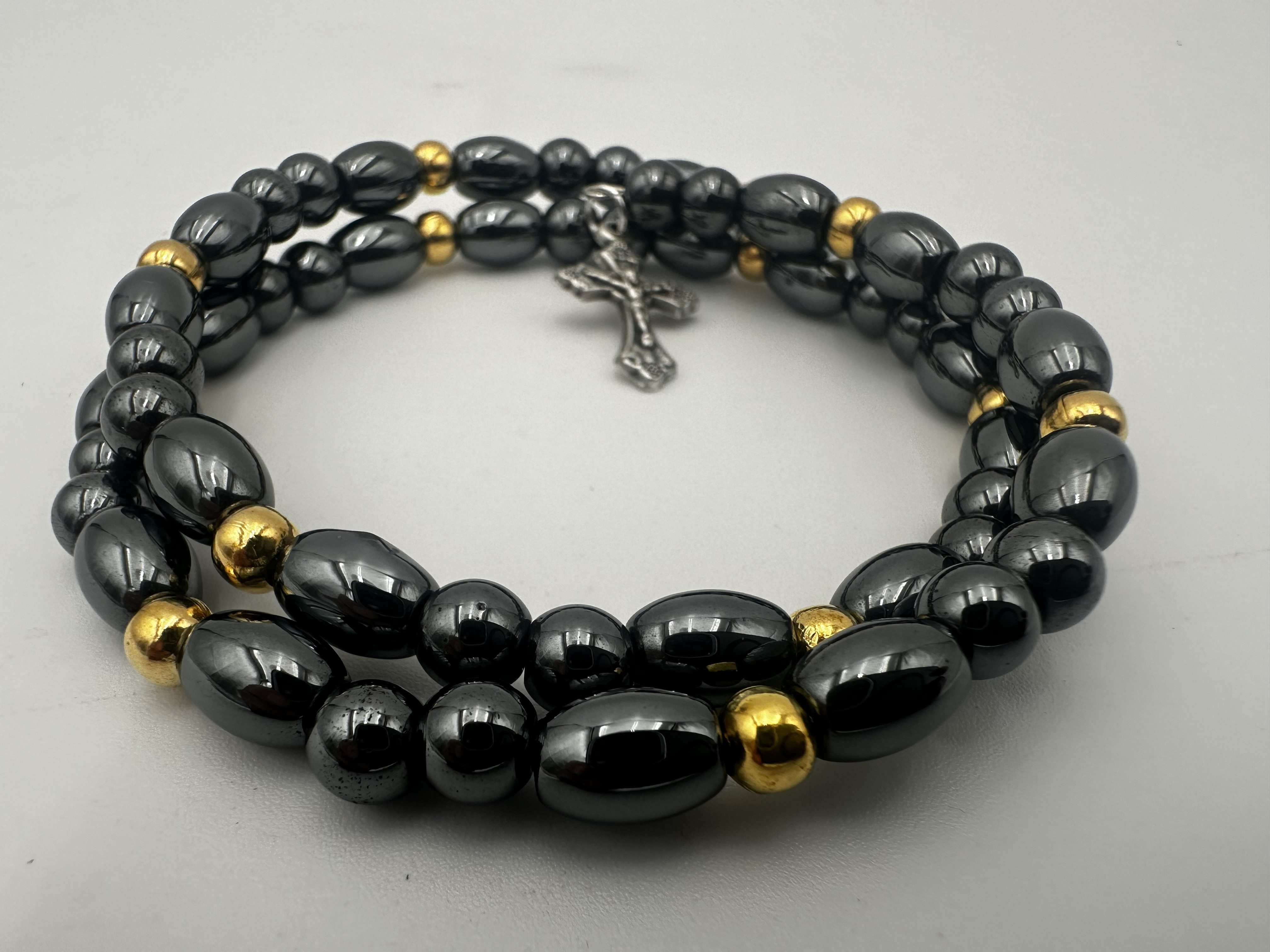 Hematite Bracelet with Jerusalem Cross 2