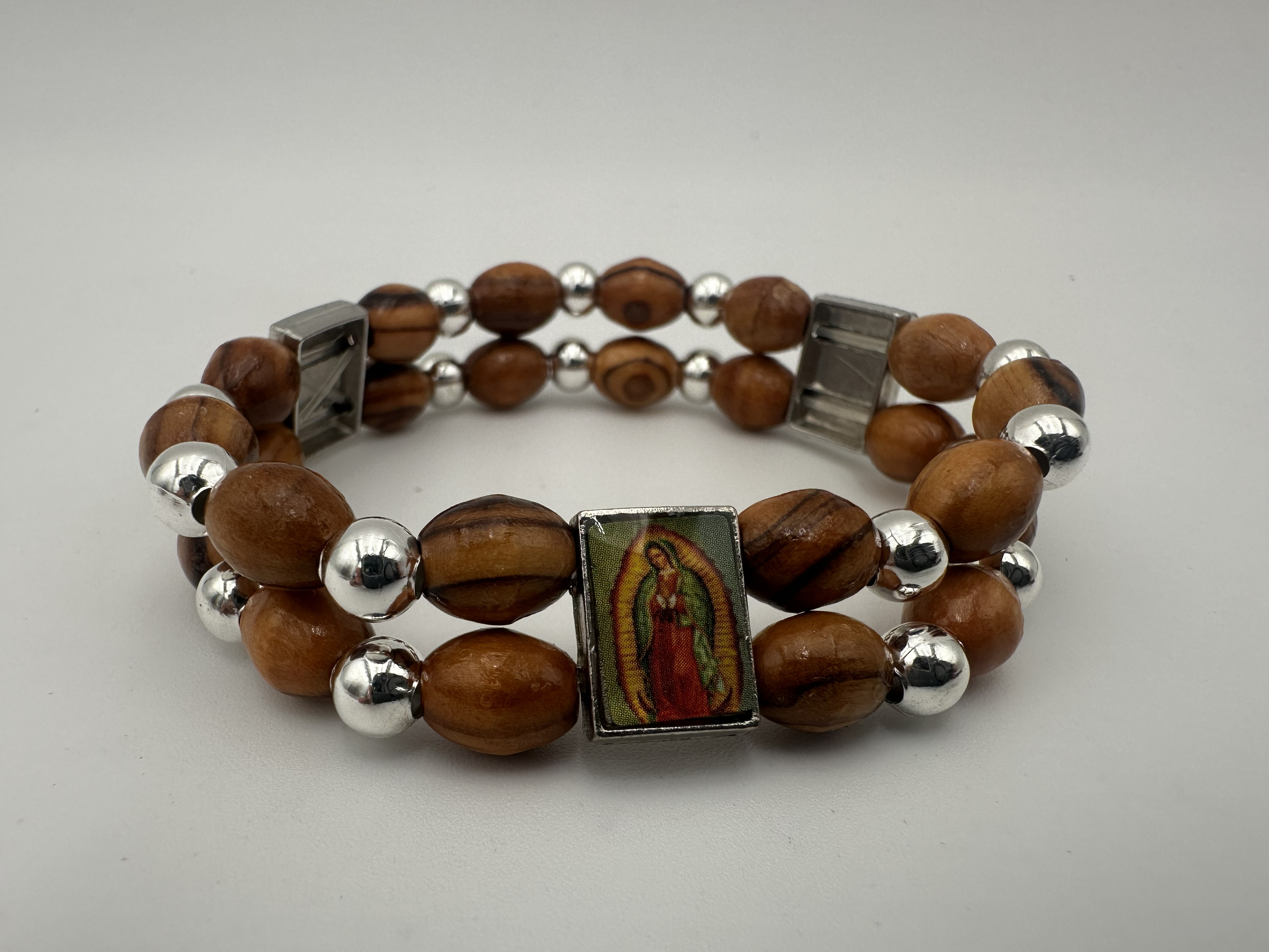 Olive Wood & Interchangeable Icon Bracelet 3