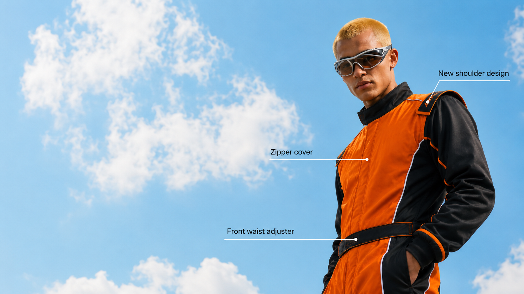 New orange and black AFA race suit collection