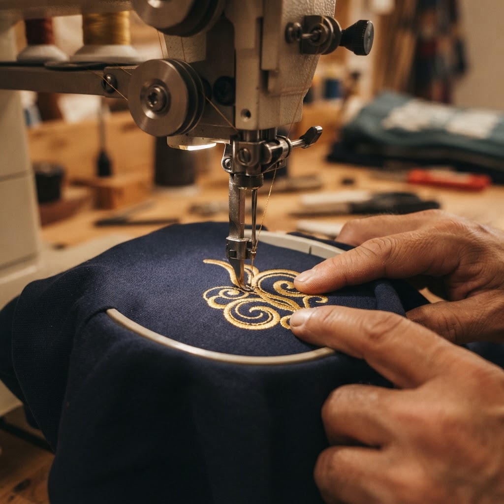 Embroidery in progress