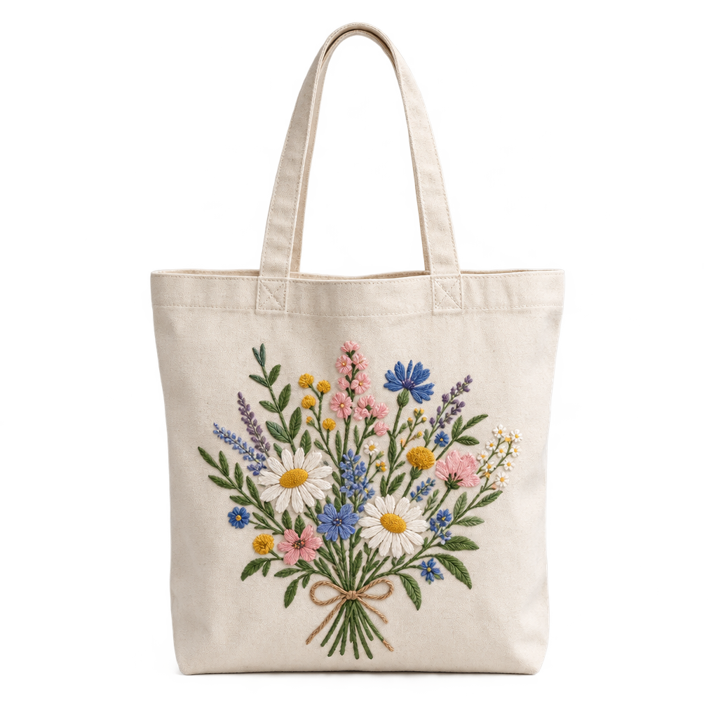 Embroidered tote bag