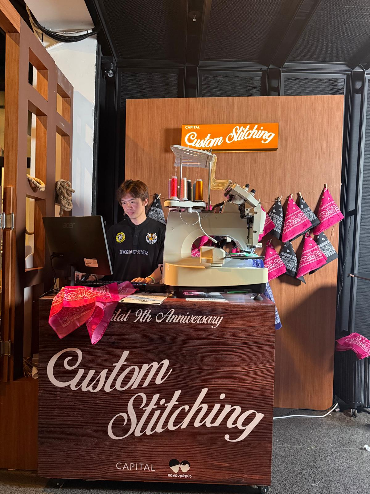 HonourBros Custom Stitching live embroidery at an event