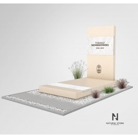 Kolekcja Limestone. Nowoczesny wzór nagrobka beżowego z Wapienia oraz Marmuru.