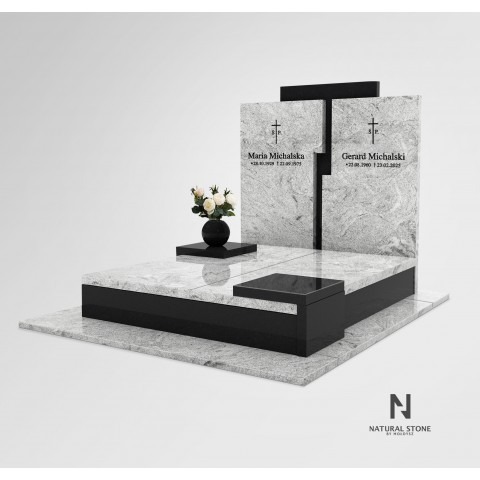 Nowoczesny nagrobek granitowy Viscont White + Zimbabwe Monumental.