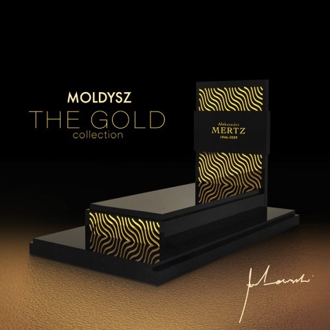 Duży grobowiec z czarnego kamienia, nagrobek ze złotem 24-karatowym w wersji ekskluzywnej.