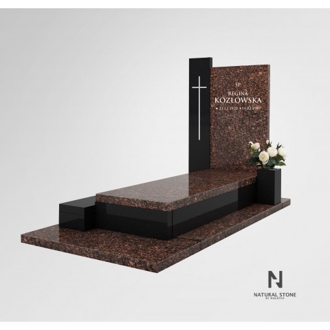 Kolekcja 2025 TAN&BROWN. Klasyczny i prosty pomnik pojedynczy w odcieniu soczystego brązu i czerni.